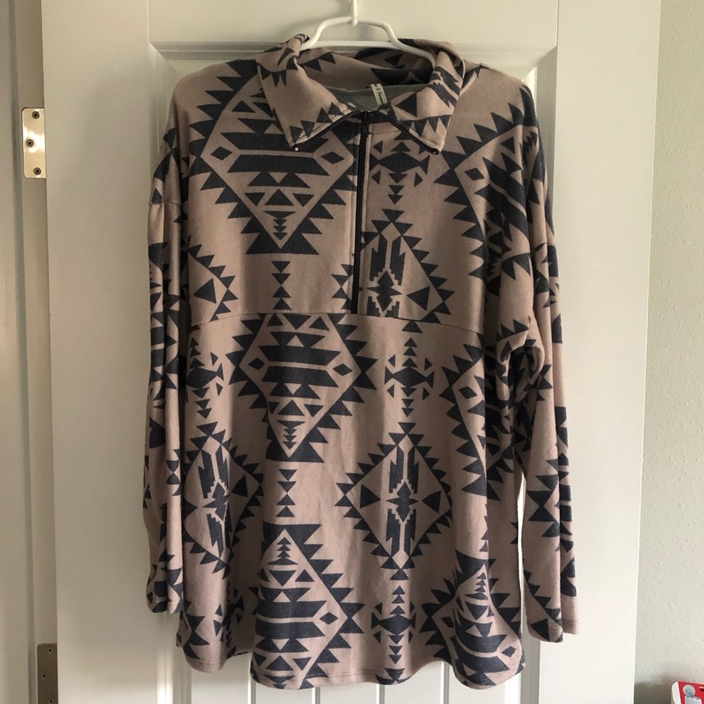 Now & Forever. Aztec print. 3/4th zip. Size:Medium